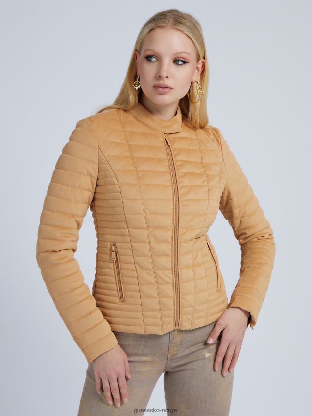 Guess beige puffer i imitert semsket skinn beige kvinner F0LJ803461