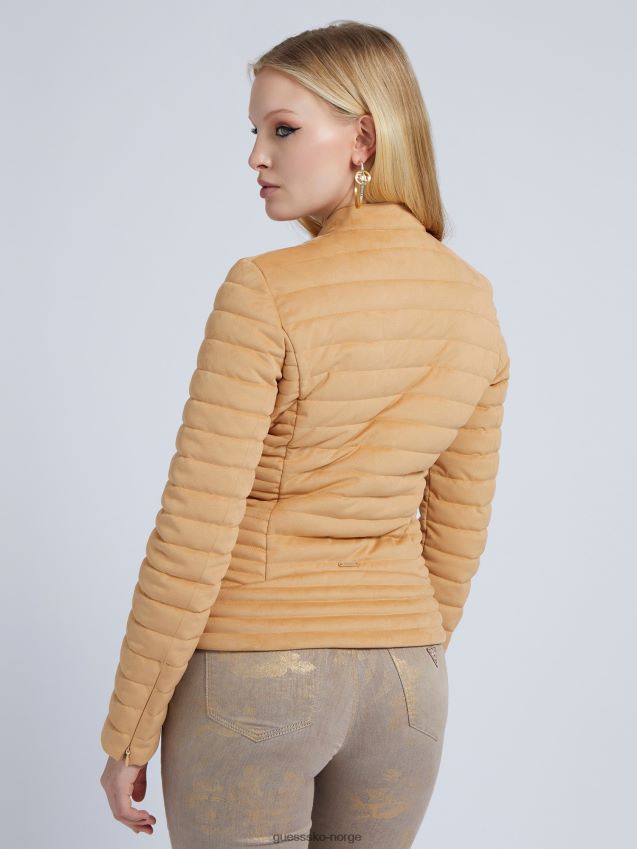 Guess beige puffer i imitert semsket skinn beige kvinner F0LJ803461