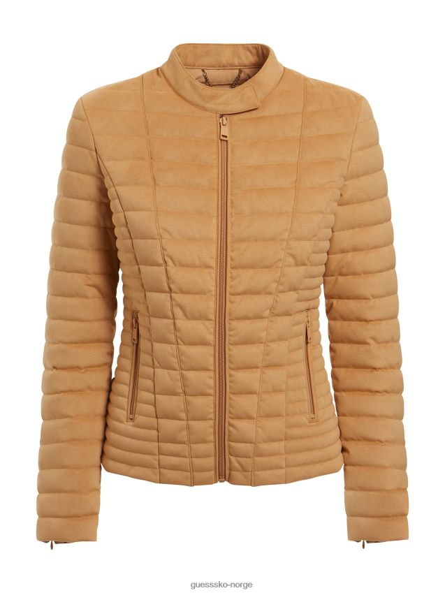 Guess beige puffer i imitert semsket skinn beige kvinner F0LJ803461