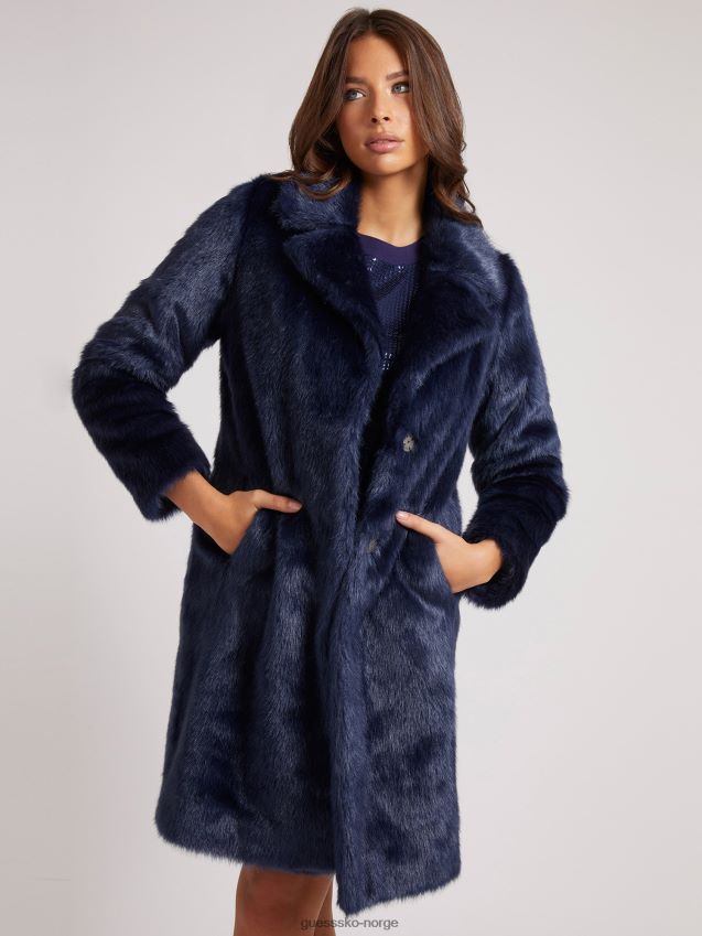 Guess blå fuskepelsfrakk blå kvinner F0LJ803348