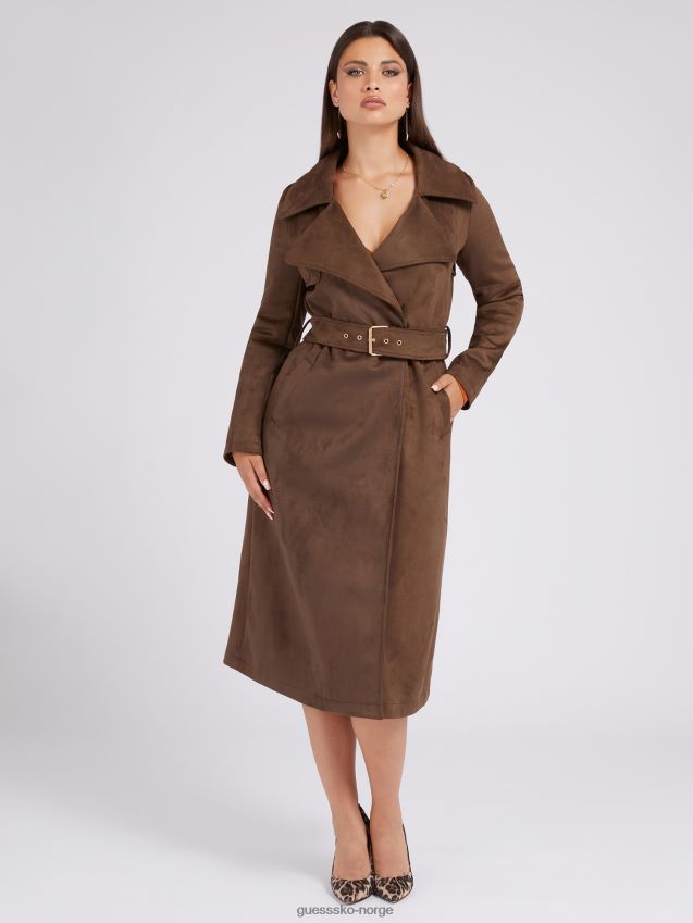 Guess brun imitert semsket lang grøft brun kvinner F0LJ802868