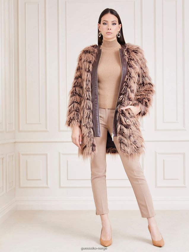 Guess brun marciano fuskepelsfrakk brun kvinner F0LJ803826