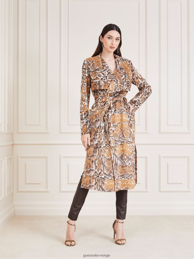 Guess brun multi marciano imitert semsket trench brun multi kvinner F0LJ803651