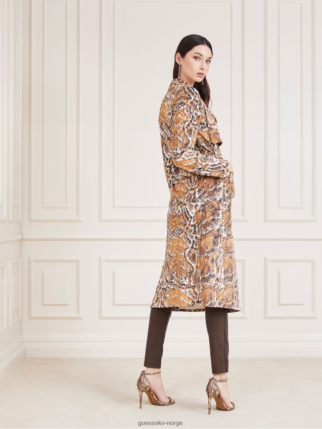 Guess brun multi marciano imitert semsket trench brun multi kvinner F0LJ803651