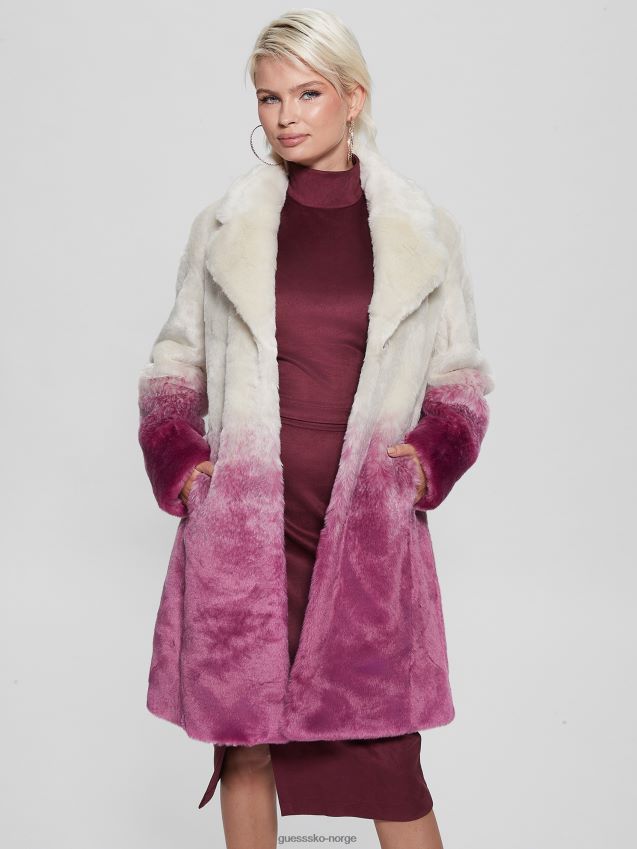 Guess clara ombr fuskepelsfrakk i rosa fargekombinasjon skyggelagt rosa kombinasjon kvinner F0LJ809649