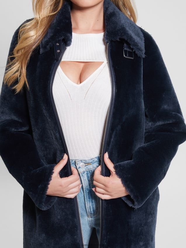 Guess flora vendbar kåpe hemmelig blå hemmelig blå kvinner F0LJ809618