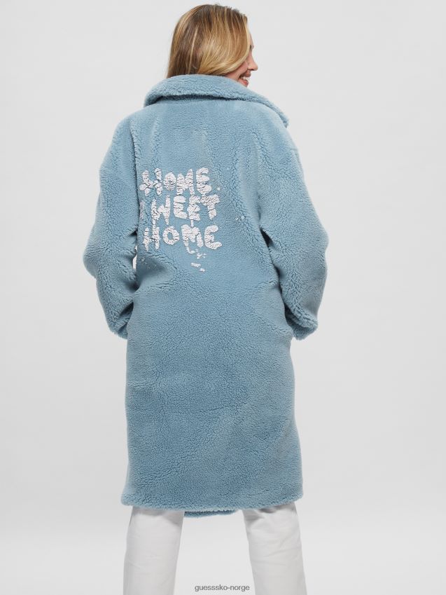 Guess fosseblå solange imitert pelsfrakk foss blå kvinner F0LJ809854