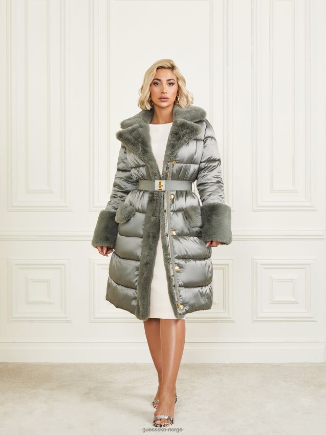 Guess generell brun multi bessie lang pufferfrakk generell brun multi kvinner F0LJ809766