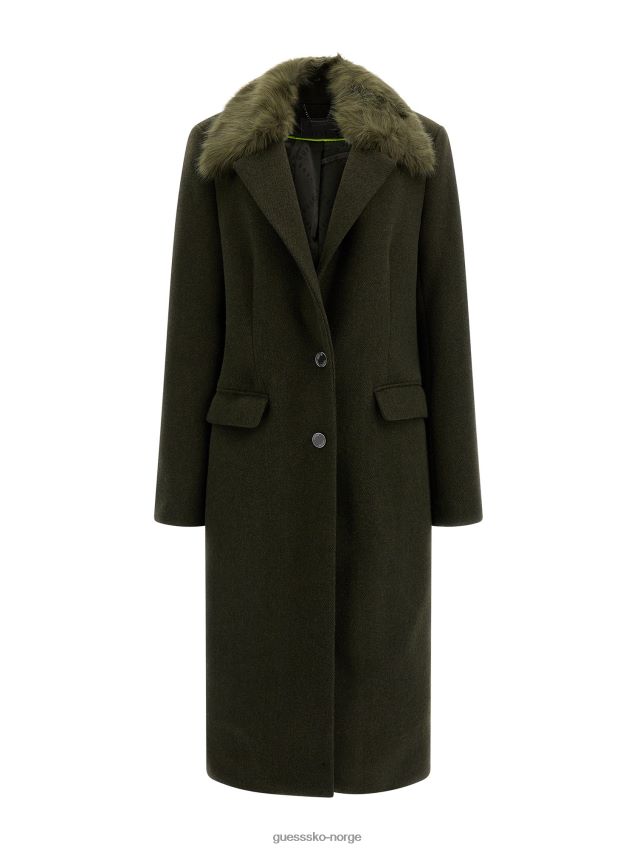 Guess grønn imitert pelskrage i ullblanding grønn kvinner F0LJ802996