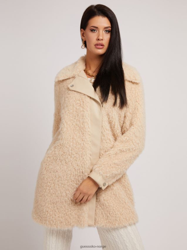 Guess hvit fuskepelsfrakk hvit kvinner F0LJ803560