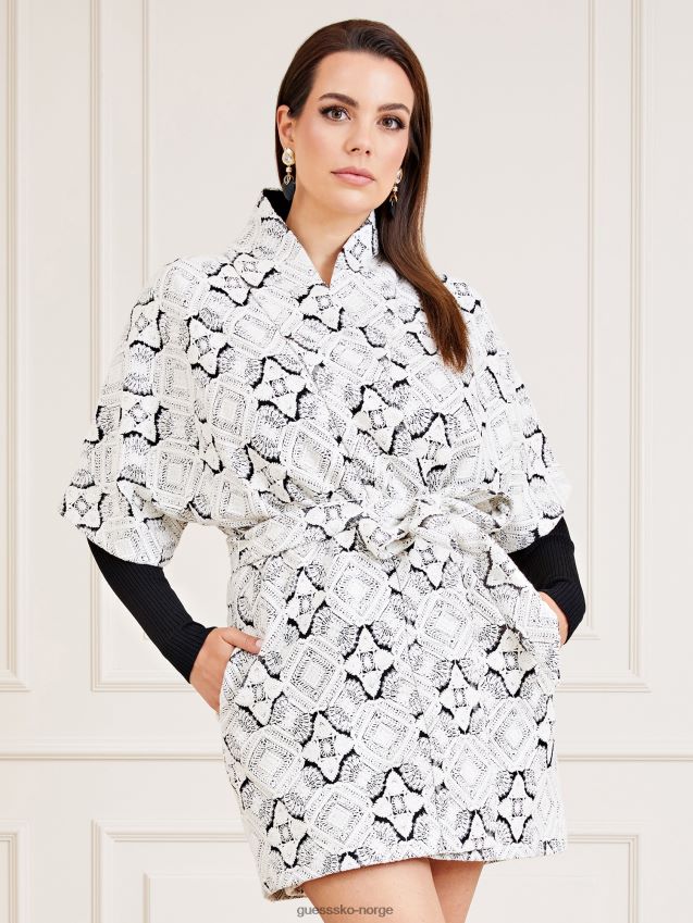 Guess hvit multi marciano all over print kimono hvit multi kvinner F0LJ803875