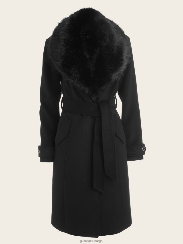 Guess jet black romina ullblanding kåpe kulsvart kvinner F0LJ809755