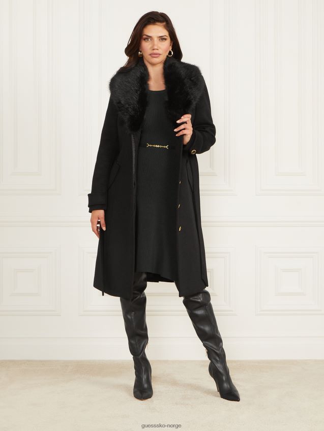 Guess jet black romina ullblanding kåpe kulsvart kvinner F0LJ809755