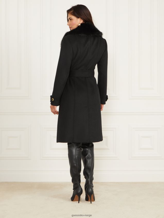 Guess jet black romina ullblanding kåpe kulsvart kvinner F0LJ809755