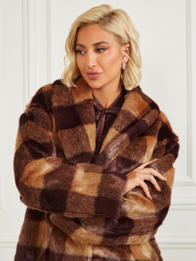 Guess kamel og mørk bourbon bi rochelle frakk kamel og mørk bourbon bi kvinner F0LJ809658