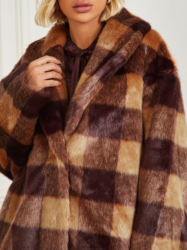 Guess kamel og mørk bourbon bi rochelle frakk kamel og mørk bourbon bi kvinner F0LJ809658