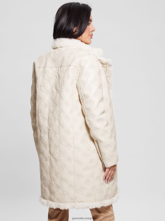 Guess kremhvit hennie-logo-frakk i imitert skinn kremhvit kvinner F0LJ809724