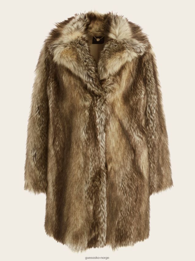 Guess lucrezia frakk beige og brun blandet pels beige og brun blandet pels kvinner F0LJ809453