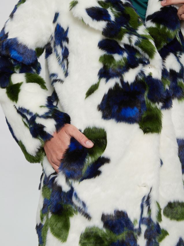 Guess magda faux-pels frakk fantasi blomst blå combo fantasy blomst blå kombo kvinner F0LJ809313