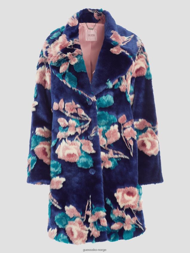 Guess magda faux-pels frakk fantasi blomst blå/rosa fantasiblomst blå/rosa kvinner F0LJ809588