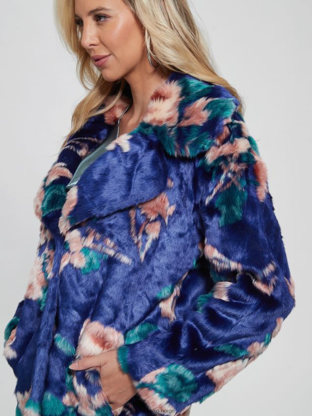 Guess magda faux-pels frakk fantasi blomst blå/rosa fantasiblomst blå/rosa kvinner F0LJ809588