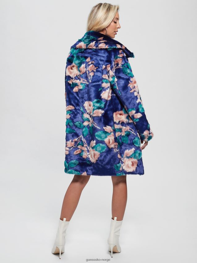 Guess magda faux-pels frakk fantasi blomst blå/rosa fantasiblomst blå/rosa kvinner F0LJ809588