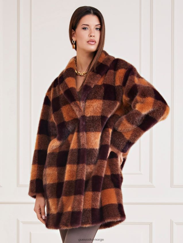 Guess marciano fuskepels frakk brun multi brun multi kvinner F0LJ803936