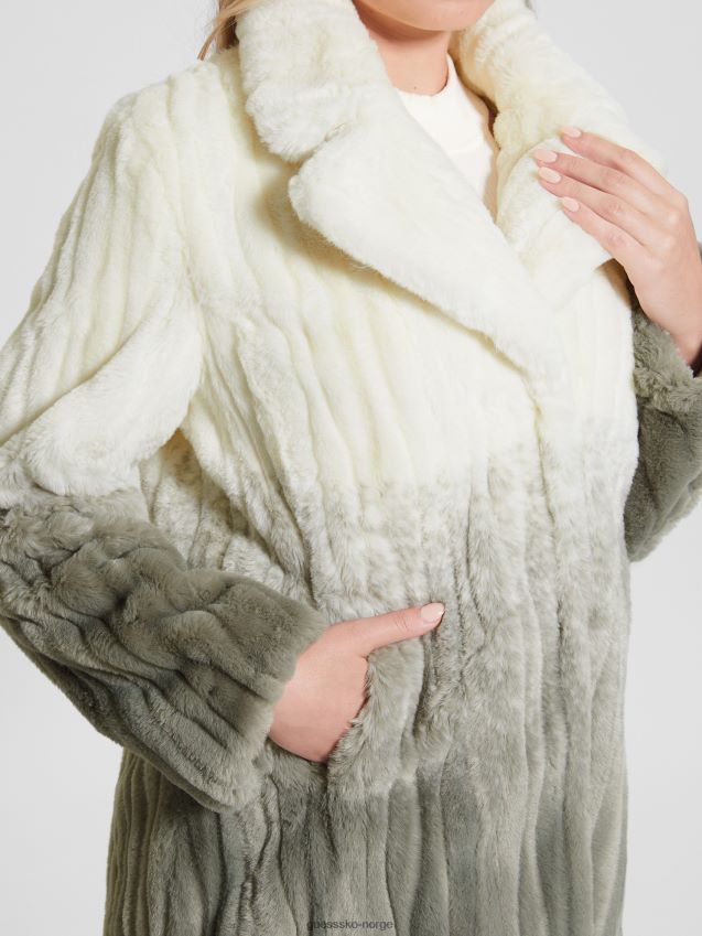 Guess marta fuskepelsfrakk skyggelagt salvia hvit combo skyggelagt salvia hvit combo kvinner F0LJ809475