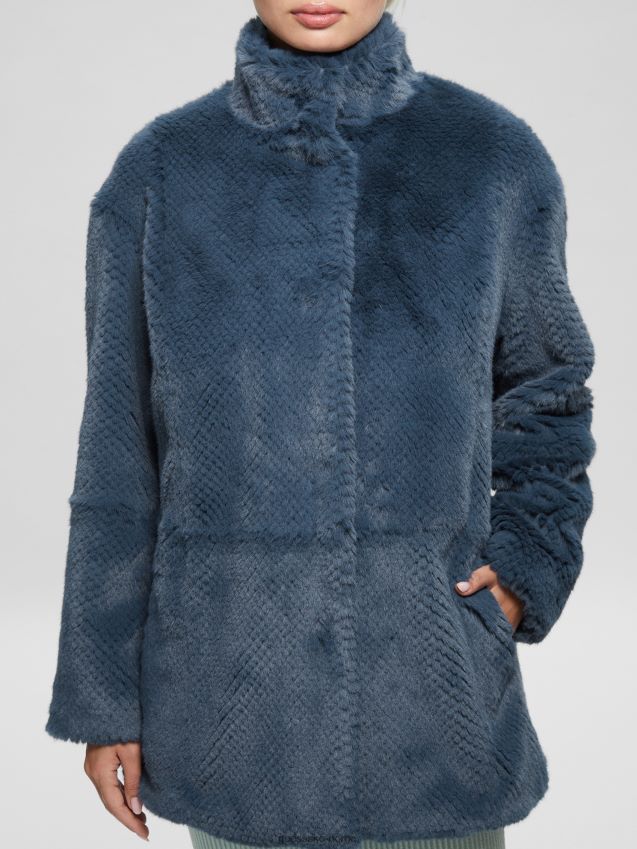 Guess michelina fuskepelsfrakk nordic sea multi nordisk sjø multi kvinner F0LJ809415