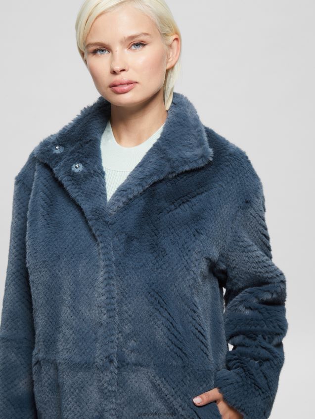 Guess michelina fuskepelsfrakk nordic sea multi nordisk sjø multi kvinner F0LJ809415