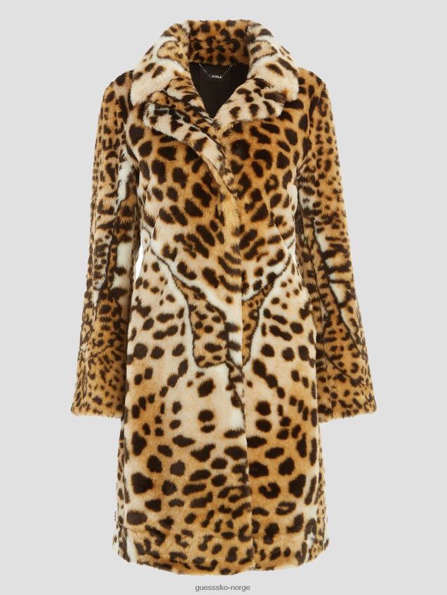 Guess multi størrelse leopard natura diletta fuskepelsfrakk multi størrelse leopard natura kvinner F0LJ809287