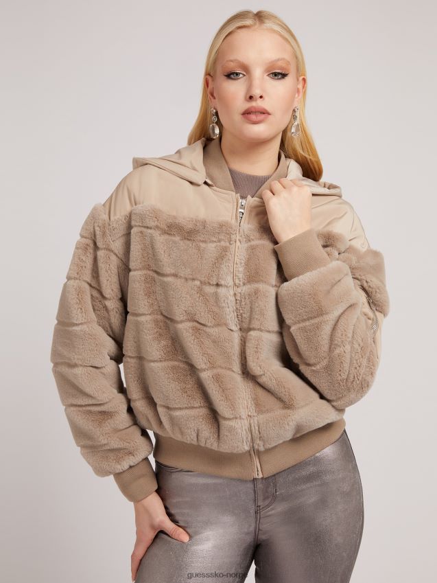 Guess nylon imitert pels bomber beige beige kvinner F0LJ803740