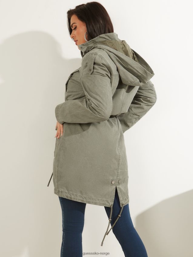 Guess parkas med fuskepels hette grønn grønn kvinner F0LJ806172