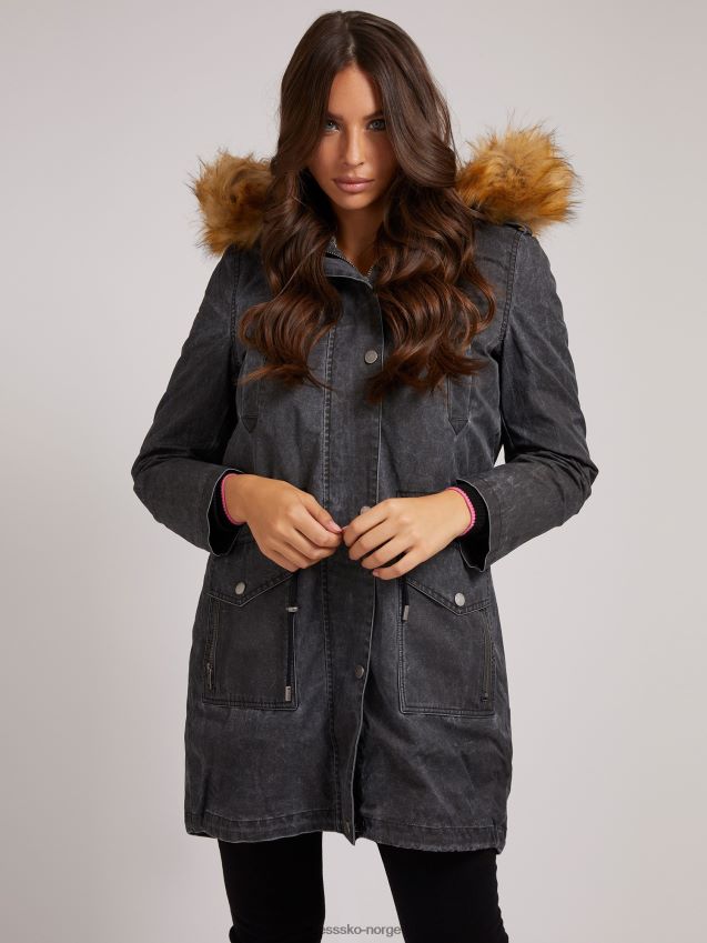 Guess parkas med fuskepelshette svart svart kvinner F0LJ806564