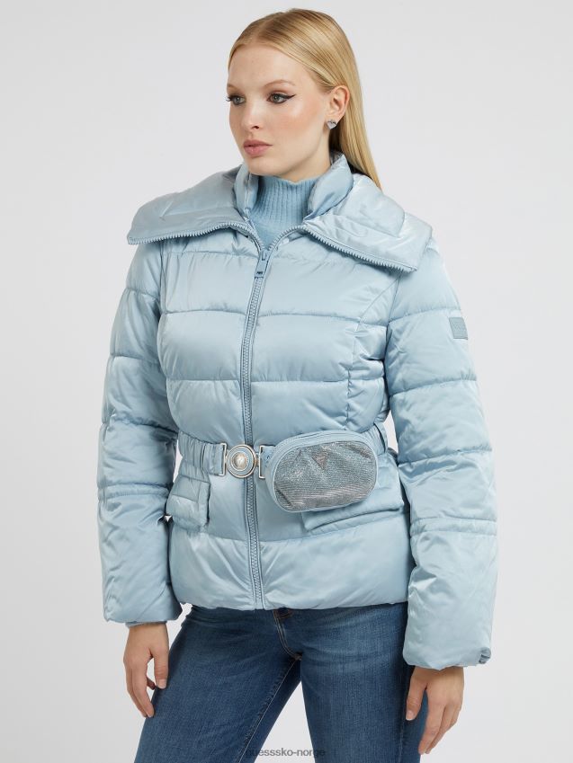 Guess puffer med belte blå blå kvinner F0LJ803608