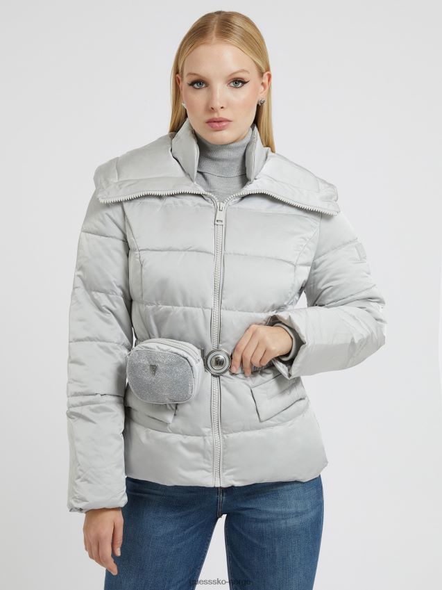 Guess puffer med sølvbelte sølv kvinner F0LJ803771