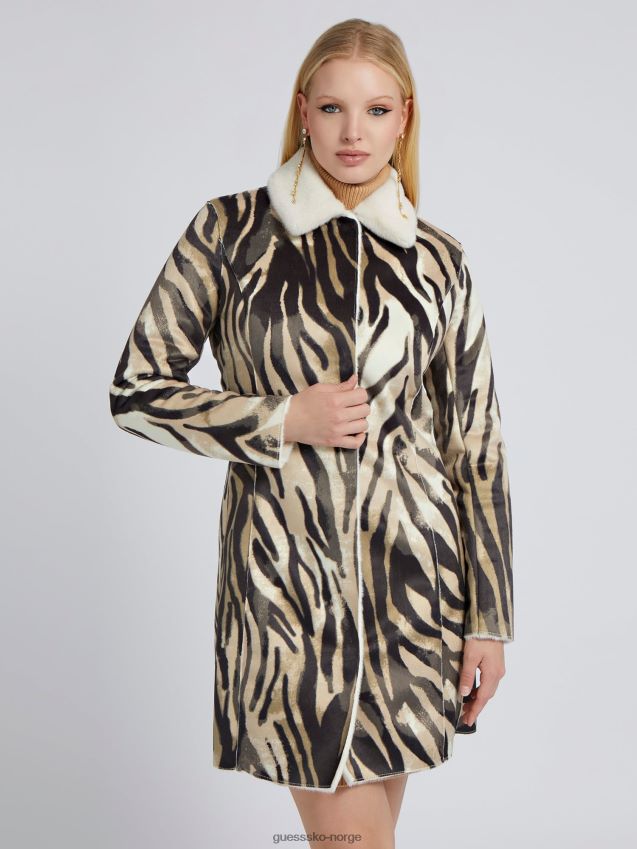 Guess rød multi-vendbar fuskepelsfrakk rød multi kvinner F0LJ803355