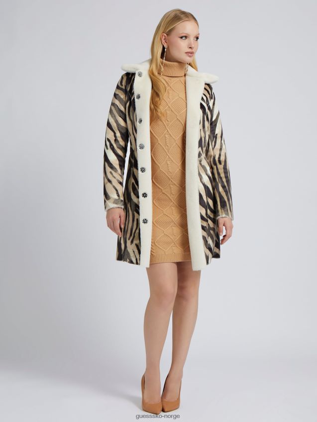 Guess rød multi-vendbar fuskepelsfrakk rød multi kvinner F0LJ803355