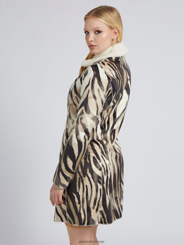 Guess rød multi-vendbar fuskepelsfrakk rød multi kvinner F0LJ803355