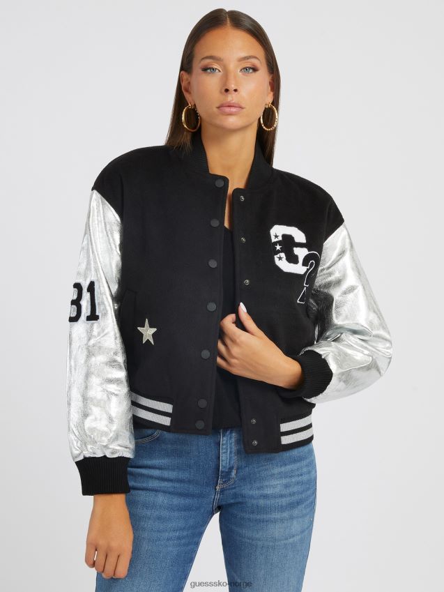 Guess svart bomber i metall-look svart kvinner F0LJ803171