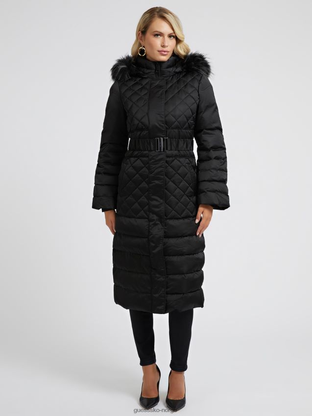 Guess svart ekte dun lang puffer svart kvinner F0LJ802604