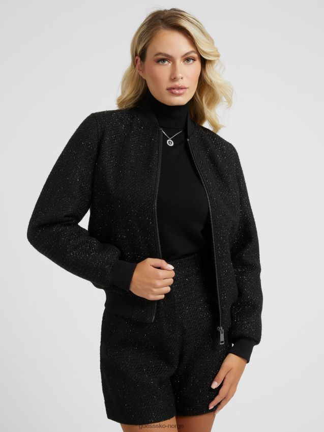 Guess svart tweed bombefly svart kvinner F0LJ802906