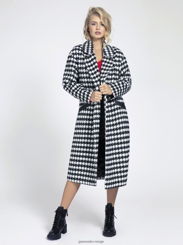 Guess ullblanding pied de poule kåpe svart multi svart multi kvinner F0LJ805829