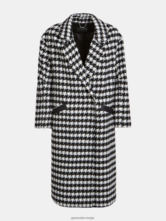 Guess ullblanding pied de poule kåpe svart multi svart multi kvinner F0LJ805829