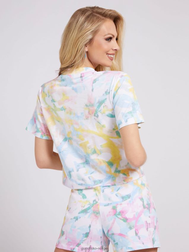 Guess all over print t-skjorte flerfarget mønster ny trend flerfarget mønster kvinner F0LJ803238