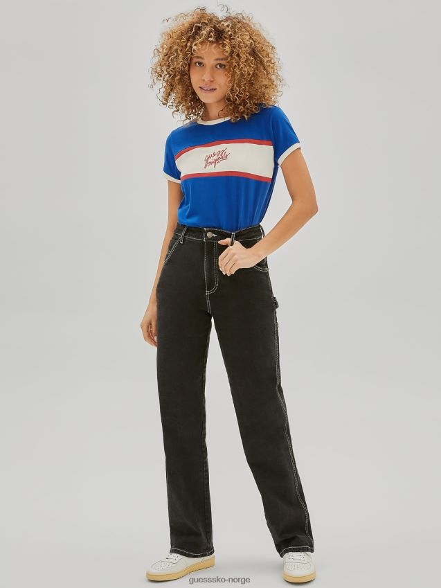 Guess blå t-skjorte med logo foran blå kvinner F0LJ806672