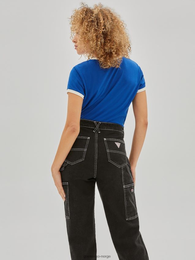 Guess blå t-skjorte med logo foran blå kvinner F0LJ806672