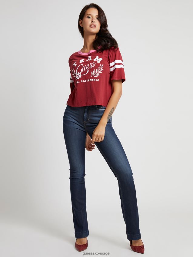 Guess broderi beskjæring t-skjorte rød rød kvinner F0LJ806642