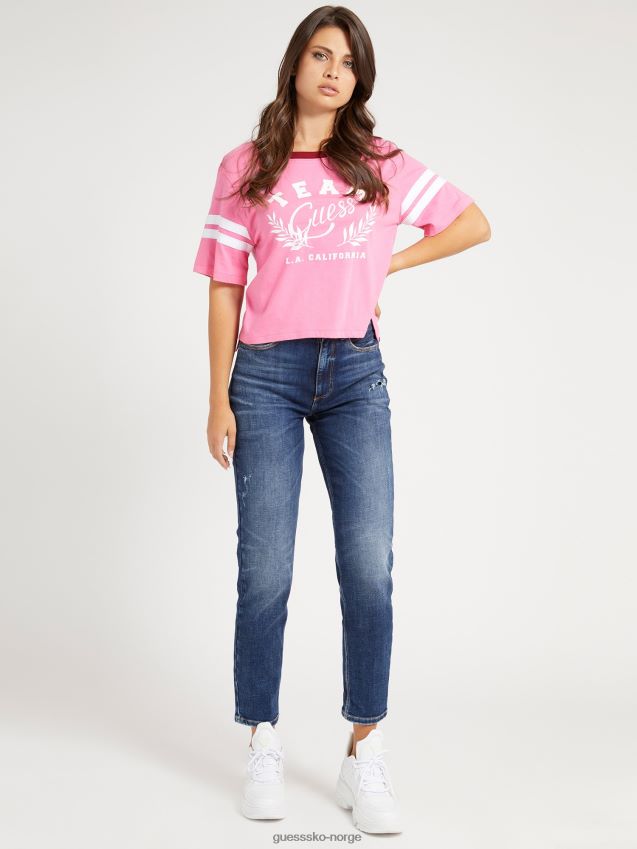 Guess broderi beskjæring t-skjorte rosa rosa kvinner F0LJ805816