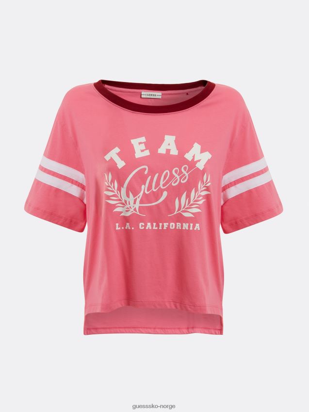 Guess broderi beskjæring t-skjorte rosa rosa kvinner F0LJ805816